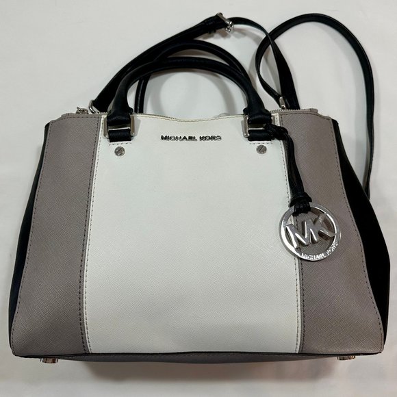 MICHAEL Michael Kors Sutton Stripe Convertible Medium Saffiano Leather Satchel - Picture 15 of 16